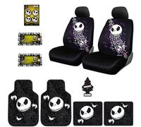 Yupbizauto New 10 Pieces Bundle Nightmare Before Christmas Jack Skellington Car Truck SUV Seat Covers Floor Mat Set with Little Tree Air Freshener Set