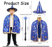 YUPDFGB Capa de Mago de Halloween para Ninos, Capa de Mago Fiesta Disfraz, Cap a de Mag o con Sombrer, Cap a y Sombrero Mag o Niño, para Halloween, Cosplay, Carnaval (A)
