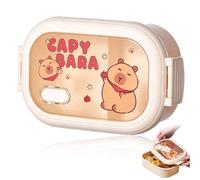 YUPDFGB Capybara Fiambrera, Sandwichera Multiple,Niños Fiambrera Campus, Lonchera Infantil con Compartimentos, Lonchera con Tenedor, Fiambreracon Cierre de Clip