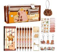 YUPDFGB Estuche Capibara, Juego De Papelería Capybara - Estuche con Kit De Papelería, Portalápices Multicapa, Útiles Escolares Lindos para Estudiantes, Idea De Regalo para Niños