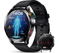 YUPENG Reloj Inteligente Hombre con ECG, 1.43" Smartwatch con Presión Arterial Frecuencia Cardíaca Spo2 Sueño, Ácido Úrico/Lípidos/BMI/Fatiga/Emociones Pulsera Fitness para Android iOS