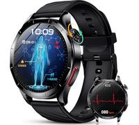 YUPENG Reloj Medidor con ECG/Ácido Úrico/Lípidos, 1.43" ECG Smartwatch con BMI/Fatiga/Emociones, 24/7 Presión Arterial, Temperatura Corporal, SpO2 para Android iOS (Negro)