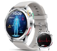 YUPENG Reloj Medidor de con ECG/Ácido Úrico/Lípidos, 1.43" ECG Smartwatch con BMI/Fatiga/Emociones, 24/7 Presión Arterial, Temperatura Corporal, SpO2 para Android iOS (Gris)