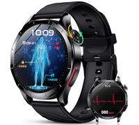 YUPENG Reloj Medidor de con ECG/Ácido Úrico/Lípidos, 1.43" ECG Smartwatch con BMI/Fatiga/Emociones, 24/7 Presión Arterial, Temperatura Corporal, SpO2 para Android iOS (Negro)