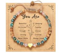 yupoxiu Regalos inspiradores para cumpleaños de mujeres: pulseras de piedra natural curativa, pensando en que te recuperas pronto, regalos para mujeres, amigas, hermanas, Talla única, Piedra, No es