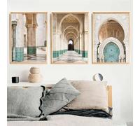 YUPPOG Arte de pared de puerta de Marruecos carteles de arquitectura islámica pintura en lienzo impreso imagen musulmana árabe decoración moderna para sala de estar y dormitorio-30x40cmx3 Sin marco