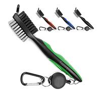 Yupro Cepillo para palos de golf, cepillo limpiador para ranuras de palo de golf, 61 cm, retráctil, mosquetón de aluminio, polea, ligero y elegante, diseño ergonómico, se ajusta fácilmente a la bolsa de golf, green+black