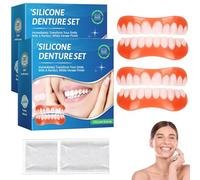 YUPZAR 2 Pares Dientes de Carillas Cosméticos, Dientes Postizos Temporales, con Cuentas Adhesivas Térmicas para La Reparación Temporal de Problemas Dentales (A)