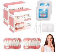 YUPZAR 2 Piezas Dental Provisional Set,Prótesis Dentales de Silicona,Con 10g de Mordedor Autoadhesivo +Prótesis Provisional Superior e Inferior,Material Blando