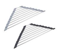 YUPZAR 2 Piezas Escurreplatos Extraíble, Escurridor de Platos Sobre el Fregadero, Alfombrilla de Goteo, Rejilla de Goteo para Tazas, Frutas, Verduras, Organizador de Cocina (Gris y Negro)