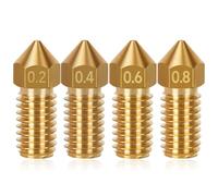YUPZAR 4 Piezas Volcano Juego de boquillas para impresora 3D 0.2mm, 0.4mm, 0.6mm, 0.8mm, latón, para impresora 3D filamento Artillery Genius/Sindwinder X1/Kobra 2/Vyper/AnkerMake