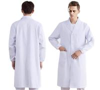 YUPZAR Camice Bianco da Laboratorio Camice Laboratorio Donna Uomo Camice Bianco da Laboratorio Medico Medico Cappotto Camice da Lavoro Maniche Lunghe