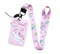 YUPZAR Unicornio Cordón con Porta Tarjetas Identificativas,Porta Tarjetas Colgante,Llaves Cordón de Muñeca Correa Funda Tarjeta Identificación para Escuela,Reunión de Trabajo,Colgante Clave