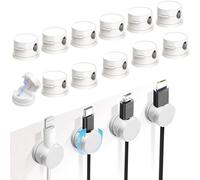 Yuqilin 16 Piezas Sujeta Cables Adhesivo Giratoria 360° Organizador Cables Magnetico Diámetro 7 MM Sujetacables Autoadhesivo Organizador de Cabos Cord Organizer para Dormitorio Oficina (Blanco)