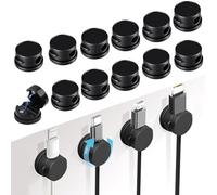 Yuqilin 16 Piezas Sujeta Cables Adhesivo Giratoria 360° Organizador Cables Magnetico Diámetro 7 MM Sujetacables Autoadhesivo Organizador de Cabos Cord Organizer para Dormitorio Oficina (Negro)