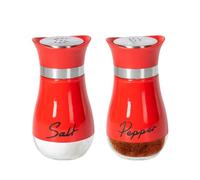 Yuqilin 2 Piezas Juego Piezas Salero Pimentero, Acero Inoxidable Saleros y Pimenteros, Juego Salero y Pimentero, para Cocina, Restaurantes, Camping y Barbacoas Especias, Condimentos (Rojo)