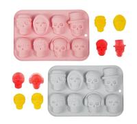 Yuqilin 2 Piezas Moldes Silicona Calavera,Cubiteras Hielo Silicona Moldes Chocolate Moldes Dulces de Chocolate Halloween Reutilizable,para Cubitos Hielo Caramelo