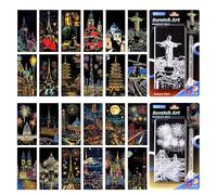 Yuqilin 24 Piezas Scratch Paper Rainbow Painting + 2 Piezas Bolígrafo Especializado Scratch Art Manualidades Adultos Kit Manualidades Niños para Cuadernos Tarjetas Felicitación Regalos Navidad (B)