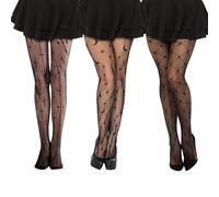 Yuqilin 3 Piezas Medias Halloween Mujer, Miedo Medias Rejilla Mujer Sexy Halloween Disfraz,para Accesorios Disfraz Halloween Día de los Muertos Carnaval (Estilo B)