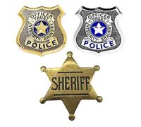 Yuqilin 3 Piezas Placa Policia Nacional Aleación Pin Placa de Policia Nacional Accesorios Niño Disfraz Juega a Ser Liscia e Senza para Halloween Carnaval Cosplay Fiestas Temáticas