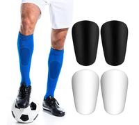 Yuqilin 4 espinilleras pequeñas, 10 x 6 cm, espinilleras infantiles de fútbol, mini almohadillas para adultos, rodilleras de fútbol, calentadores de fútbol para niños, cosas de fútbol (negro + blanco)