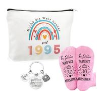 Yuqilin Conjunto de 3 Piezas Regalo 30 Años Mujer 1995 Neceser + 1 Par de Calcetines Divertido + 1 Colgante Regalo de Cumpleaños para Mujeres para Madre Novia Esposa Hermana Mejor Amiga (1995)
