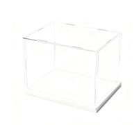 YUQIWKK Vitrina de Exposición Acrílica Clara - Caja de Presentación con Base Blanco/Negra - Protección Antipolvo para Figuras y Juguetes - Montar Vitrina a Prueba de Polvo(Blanco,H20cm,L40xW20cm)