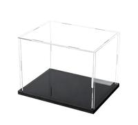 YUQIWKK Vitrina de Exposición Acrílica Clara - Caja de Presentación con Base Blanco/Negra - Protección Antipolvo para Figuras y Juguetes - Montar Vitrina a Prueba de Polvo(Negro,H10cm,L50xW20cm)