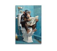 YUQLAGA Marco de madera clásico con diseño de avión 2D de Little Monkey, interesante cultura de inodoro, con texto en inglés "Let Us Have A Good Mood" para sala de estar, dormitorio, sala de juegos