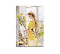 YUQLAGA Póster en lienzo con texto en inglés "A Blonde Girl Is Sweet And Quiet in the Picture", arte de pared para sala de estar, dormitorio, sala de juegos, oficina, 16 x 24 pulgadas (40 x 60 cm)