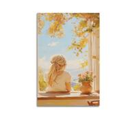 YUQLAGA Póster en lienzo con texto en inglés "A Blonde Girl Is Sweet And Quiet in the Picture" para sala de estar, dormitorio, sala de juegos, oficina, 12 x 18 pulgadas (30 x 45 cm)