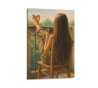 YUQLAGA Póster en lienzo con texto en inglés "A Blonde Girl Is Sweet And Quiet in the Picture" para sala de estar, dormitorio, sala de juegos, oficina, 12 x 18 pulgadas (30 x 45 cm)