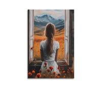 YUQLAGA Póster en lienzo con texto en inglés "A Blonde Girl Is Sweet And Quiet in the Picture" para sala de estar, dormitorio, sala de juegos, oficina, 12 x 18 pulgadas (30 x 45 cm)