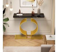 YuQozii 100 x 35 x 80 cm, mesa de centro moderna, sencilla y brillante, pequeña mesa auxiliar para salón, mesa de consola, base dorada se puede instalar de dos maneras (negro)