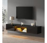YuQozii 160 x 31 x 22 cm de alto brillo, mueble de TV con iluminación LED, mesa baja, mesa de TV, mueble de TV, mueble de TV, mueble de pared para TV de 70 pulgadas (negro)