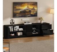 YuQozii 160 x 40 x 52 cm Soporte de TV de alto brillo, aparadores con iluminación LED, para televisores de 65", adecuado para salón y dormitorio, color negro