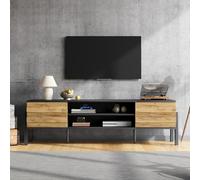 YuQozii 175 x 39,5 x 53 cm Mueble de TV, tablero de TV bajo, consola de TV con 2 armarios y espacio de almacenamiento abierto, mesa de televisión, soporte de TV, armario de salón, adecuado para