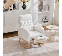 YuQozii Mecedora, tela de forro polar, silla de lactancia, reposapiés ajustable y bolsillos laterales, adecuada para habitación de los niños, dormitorio, salón, color blanco, 65,5 x 123 x 102 cm