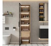 YuQozii Mueble de baño mediano con barra de luz, 40 cm de ancho, con 1 cajón grande y 1 puerta de cristal