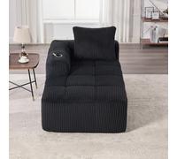 YuQozii Sofá de pana para salón, no requiere montaje, sofá suave con cojín de respaldo, bolsillos laterales de almacenamiento para mando a distancia y teléfono móvil, soporte integrado para bebidas