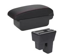 YUQUDGELKY Caja De Descansabrazos Auto Caja De Almacenamiento Para Brazo Accesorios Auto Para Fit Para Jazz 2 2008 2009 2010 2011 2012 2013(C1 Negro rojo SIN USB)