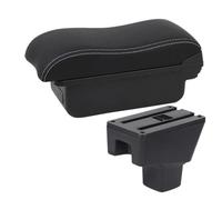YUQUDGELKY Caja De Descansabrazos Para SUZUKI SX4 Superficie Curva Cuero Caja De Almacenamiento De Coche(A3 Black white NO USB)
