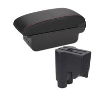 YUQUDGELKY Caja De Reposabrazos De Coche Central Almacenar Contenido Caja De Almacenamiento Brazo Para Daihatsu Para Sirion Reposabrazos Para Materia 2007-2015(B1 Negro rojo 3USB)