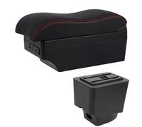 YUQUDGELKY Cajas Reposabrazos Para R&enault Para Captur Kaptur 2018-2021 Kaptur Auto Cuero Apoyabrazos Consola Central Caja De Almacenamiento(Línea Roja E2)