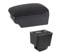 YUQUDGELKY Cajas Reposabrazos Para R&enault Para Captur Kaptur 2018-2021 Kaptur Auto Cuero Apoyabrazos Consola Central Caja De Almacenamiento(Línea Roja E1)