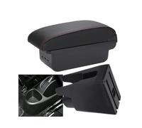 YUQUDGELKY Para Citroën C1 Caja De Reposabrazos Auto Accesorios Auto Reposabrazos Caja De Almacenamiento Reposabrazos Central Interior(B1 Negro rojo 3USB)