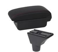YUQUDGELKY Para Fiat Para Panda 2 Reposabrazos Para Fiat Para Panda Reposabrazos Consola Central Caja De Almacenamiento(B1 Negro rojo 3USB)