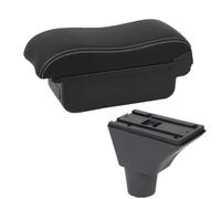 YUQUDGELKY Para FIAT Para PANDA II Reposabrazos Caja Almacenamiento Central Interior Retrofit Carga USB Accesorios Auto(A3 Black white NO USB)