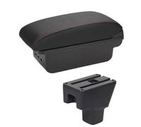 YUQUDGELKY Para Fiat Para Sedici Caja De Descansabrazos Central Almacenar Contenido Caja De Almacenamiento Caja De Descansabrazos Con Portavasos Interfaz USB(B1 Negro rojo 3USB)