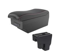 YUQUDGELKY Para Fit Para Jazz 1 2003 2004 2005 2006 2007 Caja Reposabrazos Auto Brazo Almacenamiento Accesorios Coche(A1 Negro rojo 7USB)